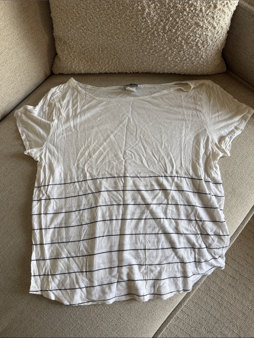 Monki White Tee with Black Horizontal Stripes